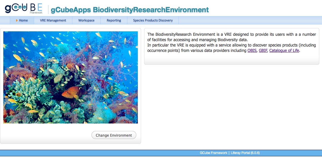 The BiodiversityResearchEnvironment Virtual Research Environment Homepage